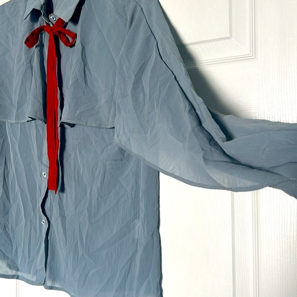 Blue Ruffle front blouse - Picture 5 of 13